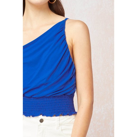 Entro One Shoulder Crop Top, Royal - Picture 4 of 6